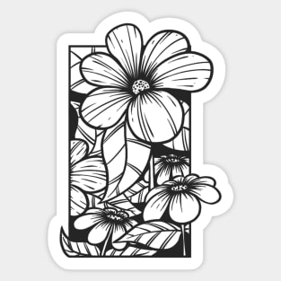 Black and white flower doodle illustration Sticker